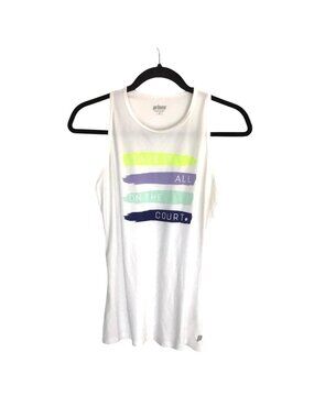 PRINCE- WOMEN'S WHITE GRAPHIC RACE BACK TANK TOP SIZE MEDIUM